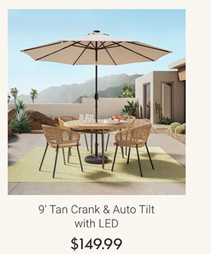 9' Tan Crank & Auto Tilt with LED