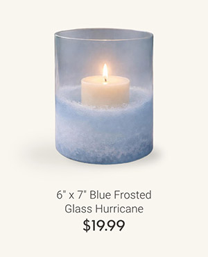 6" x 7" Blue Frosted Glass Hurricane