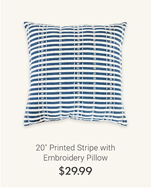 20" Printed Stripe with Embroidery Pillow