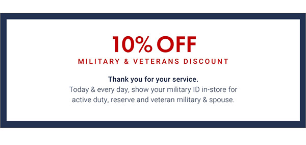 10% Off Military & Veterans Discount