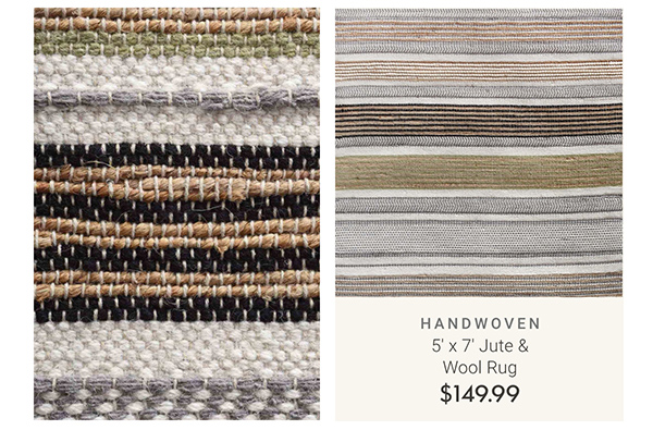 Handwoven: 5' x 7' Jute & Wool Rug