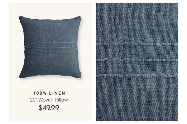 100% Linen: 20" Woven Pillow