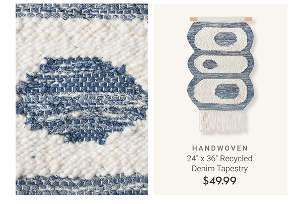 Handwoven: 24" x 36" Recycled Denim Tapestry