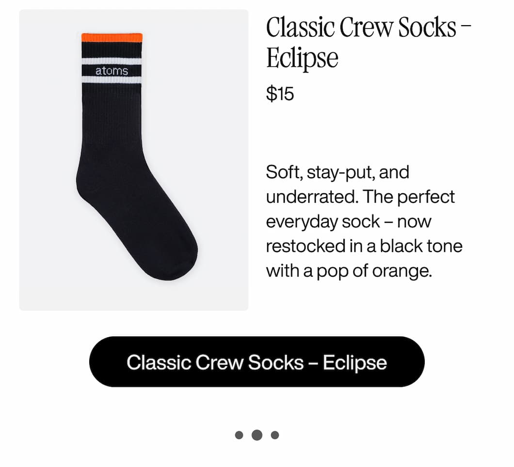 Classic Crew Socks – Eclipse – $15. The perfect everyday sock – in a soft cream base with golden yellow accent, made for everyday comfort. Classic Crew Socks – Eclipse