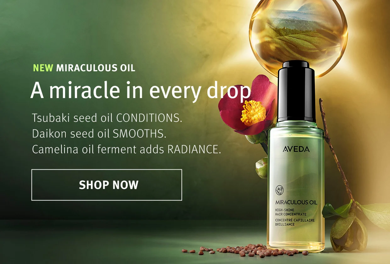 NEW MIRACULOUS OIL A miracle in every drop Tsubaki seed oil CONDITIONS. Daikon seed oil SMOOTHS. Camelina oil ferment adds RADIANCE.