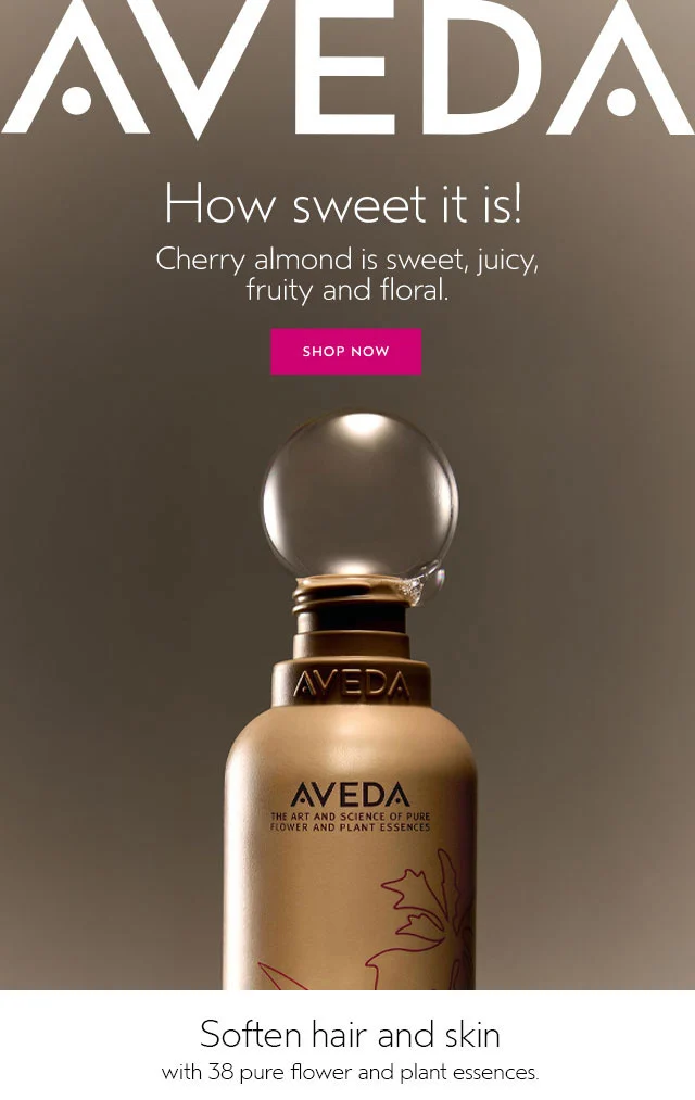 How sweet it is! Cherry almond is sweet, juicy, fruity and floral. Soften hair and skin with 38 pure flower and plant essences.