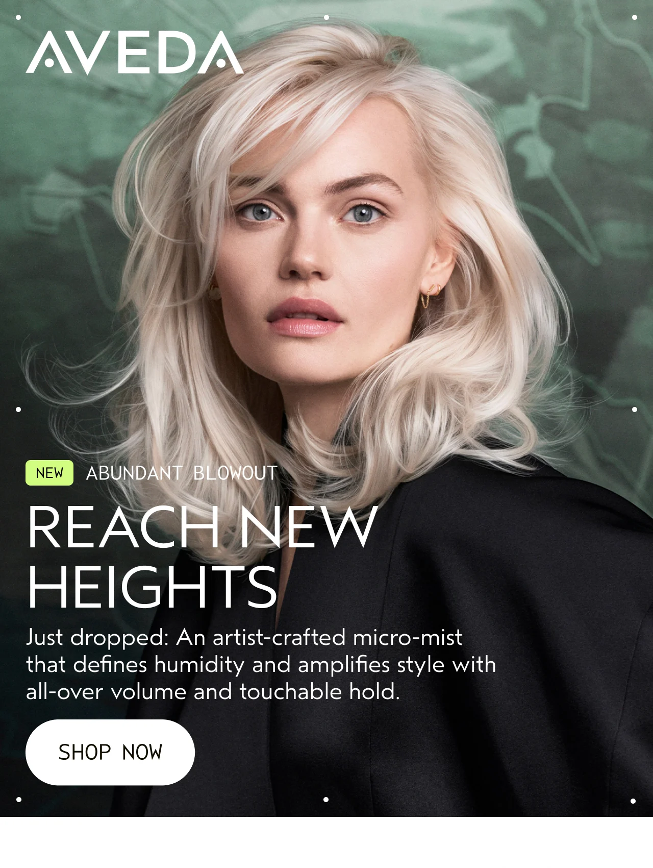 NEW ABUNDANT BLOWOUT REACH NEW HEIGHTS Just dropped: An artist-crafted micro-mist that defines humidity and amplifies style with all-over volume and touchable hold.