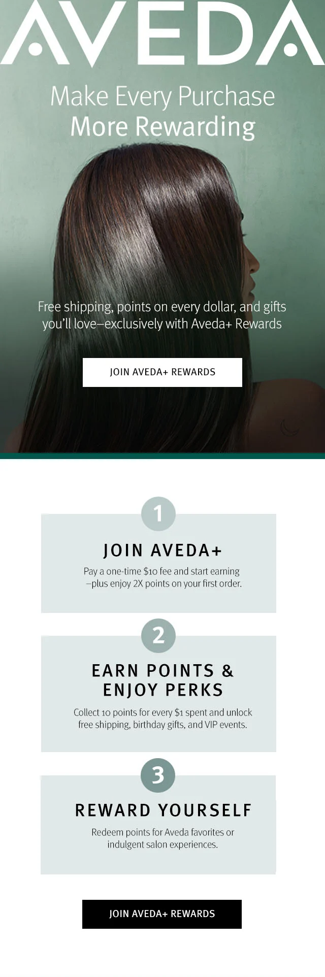Make Every Purchase More Rewarding Free shipping, points on every dollar, and gifts you'll love—exclusively with Aveda+ Rewards JOIN AVEDA+ REWARDS