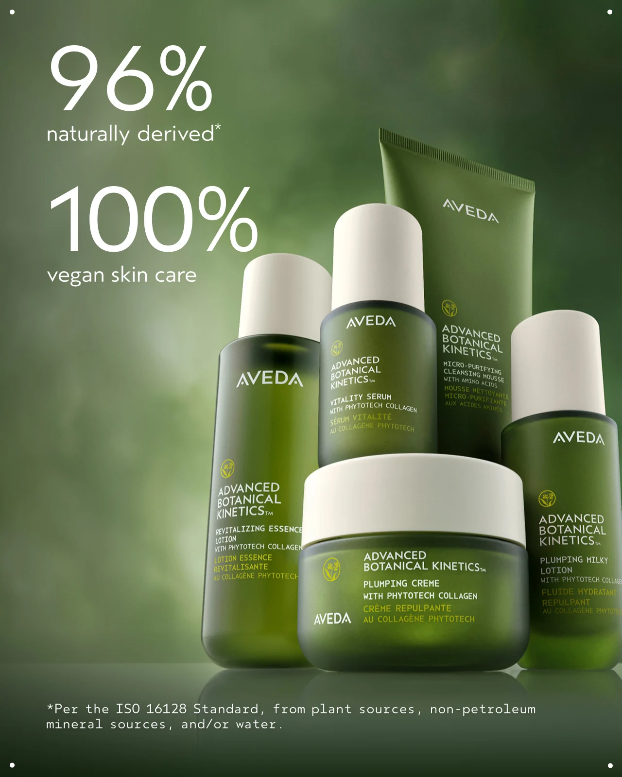 96% naturally derived 100% vegan skin care
