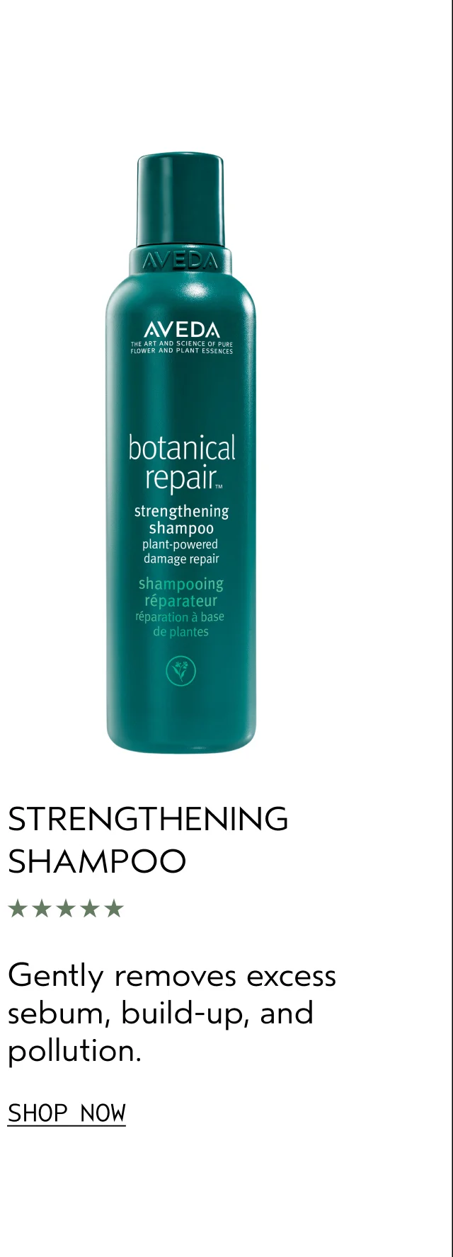 STRENGTHENING SHAMPOO Gently removes excess sebum, build-up, and pollution. SHOP NOW