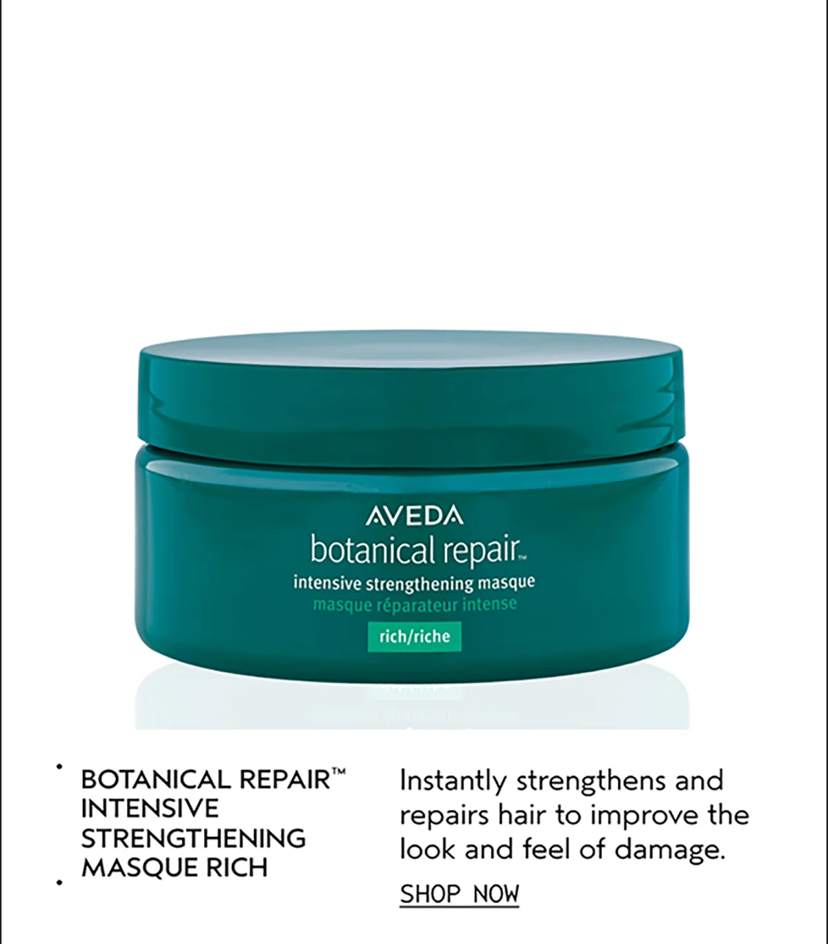 BOTANICAL REPAIR™ INTENSIVE STRENGTHENING MASQUE RICH | Instantly strengthens and repairs hair to improve the look and feel of damage. | SHOP NOW