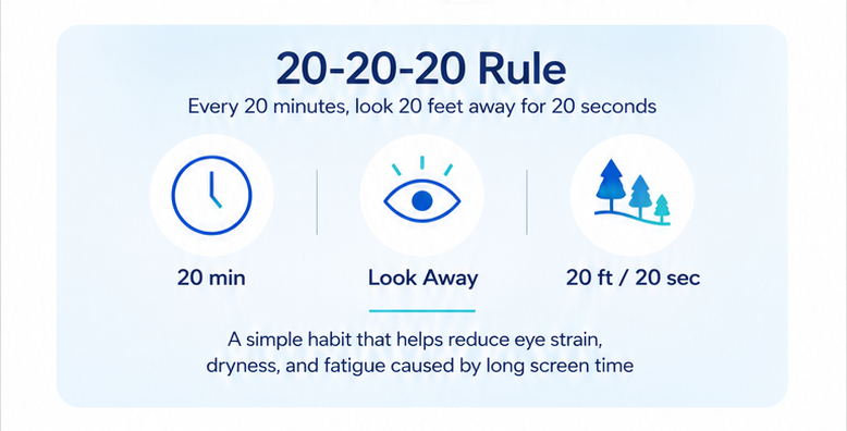20-20-20 Rule, Every 20 minutes, look 20 feet away for 20 seconds