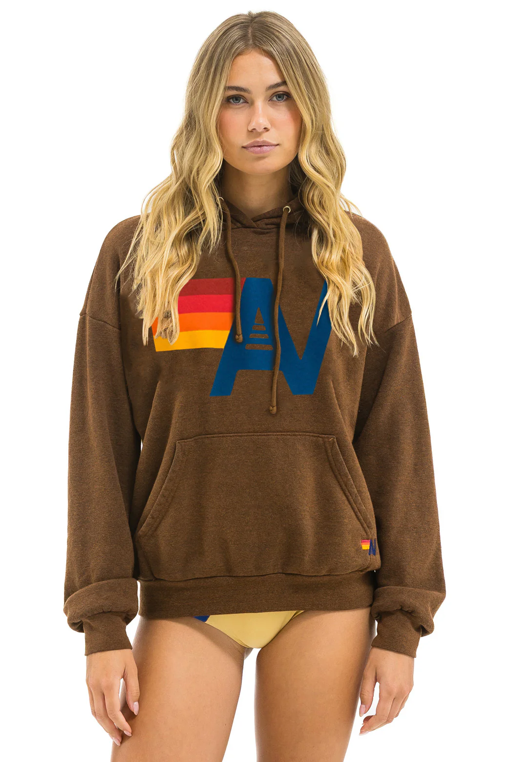Image of LOGO PULLOVER RELAXED HOODIE - CHOCOLATE