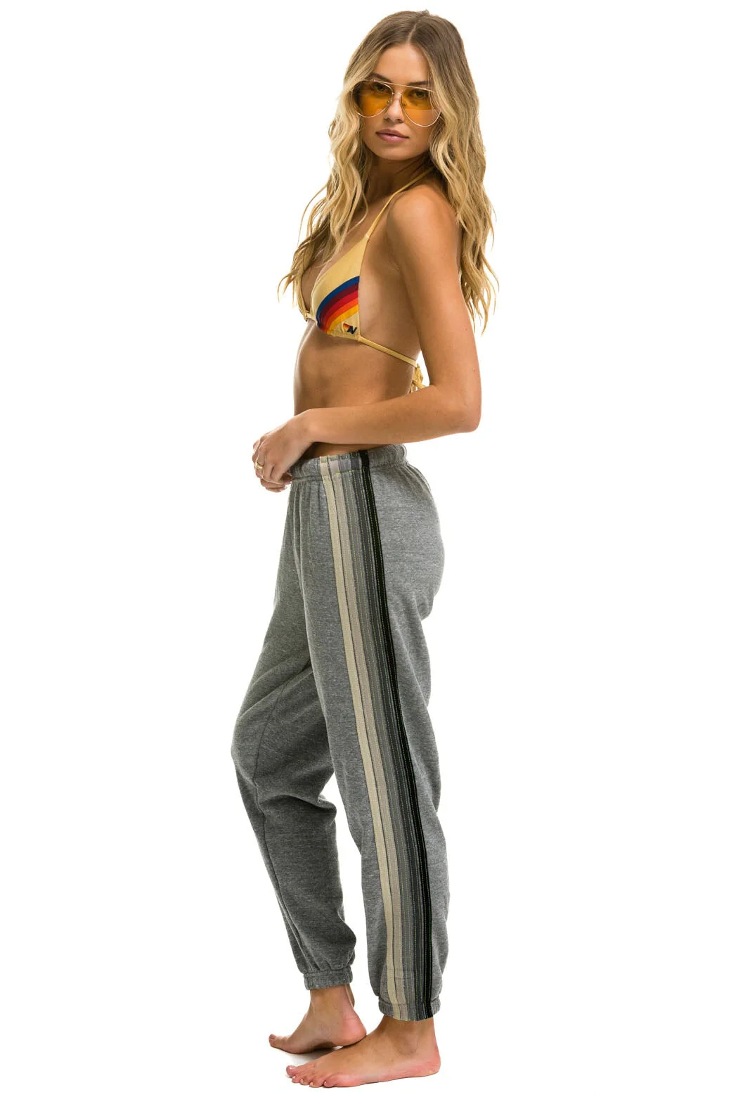 Image of 5 STRIPE SWEATPANTS - HEATHER GREY // GREY