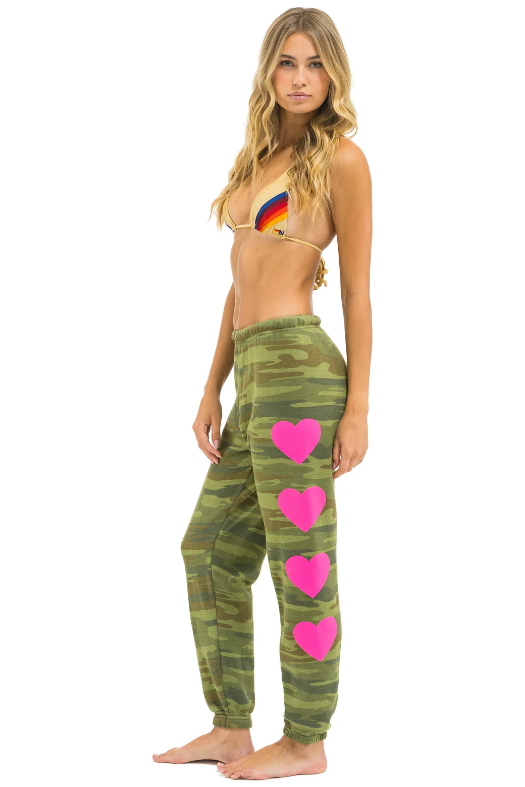 Image of HEART 4 SWEATPANTS - CAMO // NEON PINK