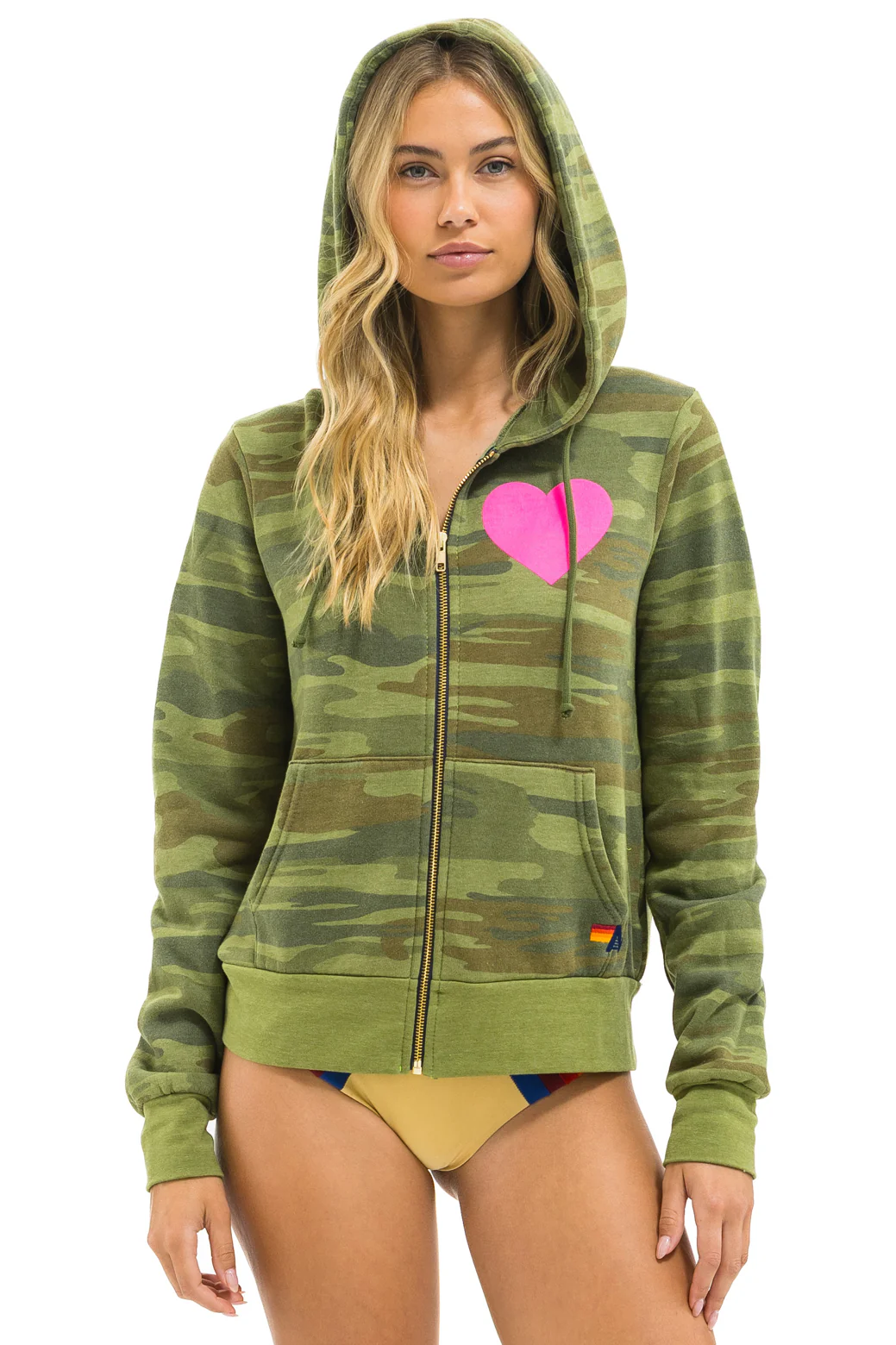 Image of HEART 2 HOODIE - CAMO // NEON PINK