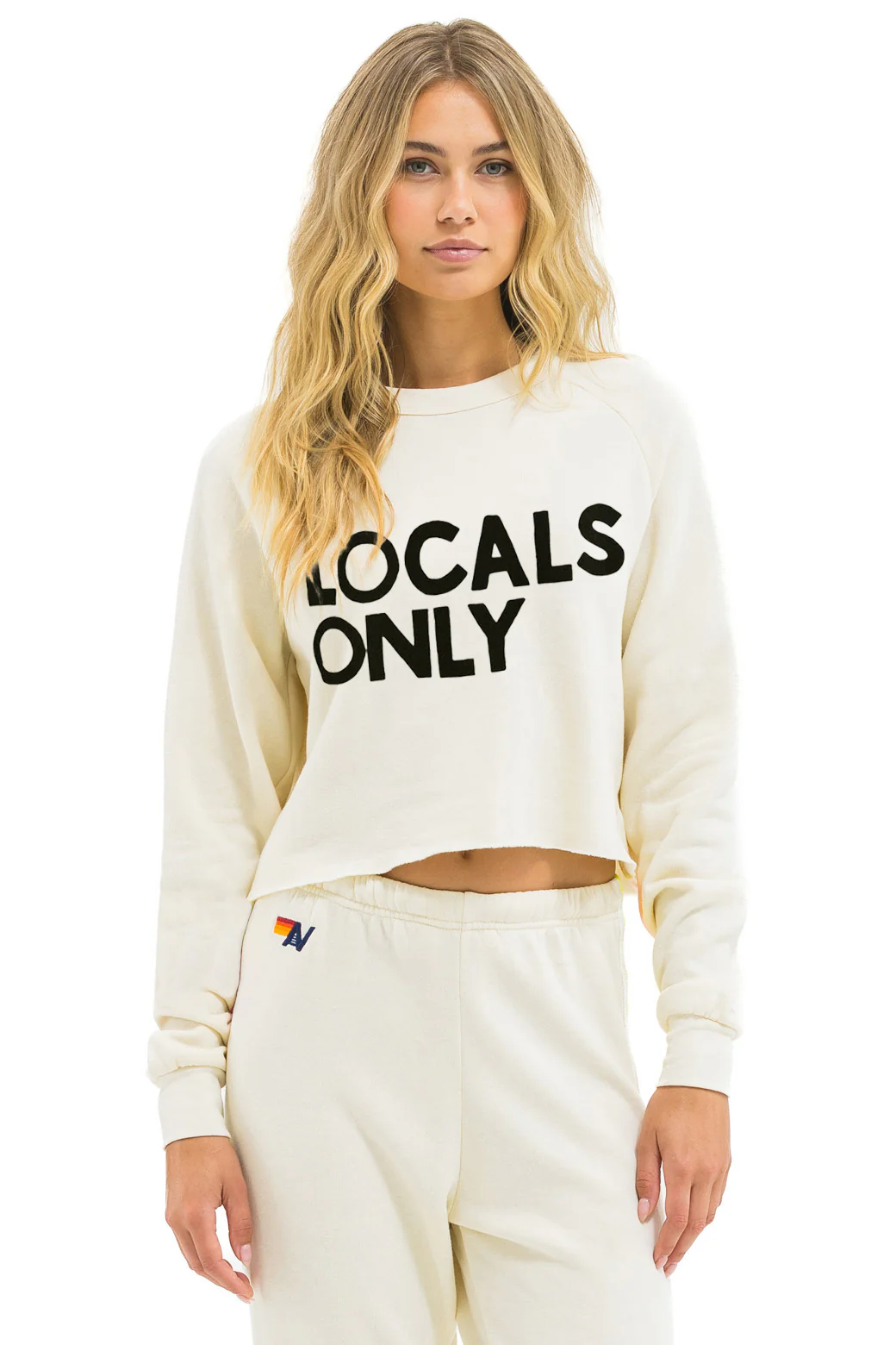 Image of LOCALS ONLY CROPPED CREW SWEATSHIRT RELAXED - VINTAGE WHITE
