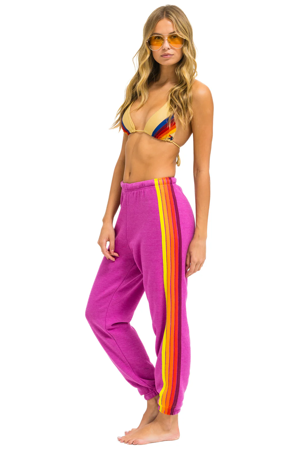 Image of 5 STRIPE SWEATPANTS - MAGENTA // ORANGE // YELLOW