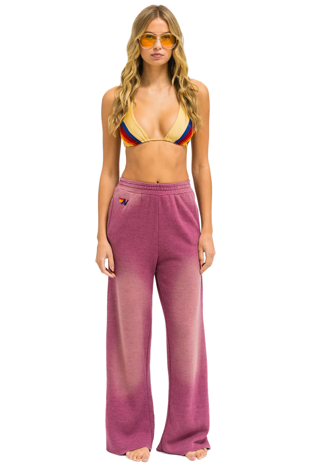 Image of ESSENTIAL WIDE LEG POCKET SWEATPANTS - FADED BERRY