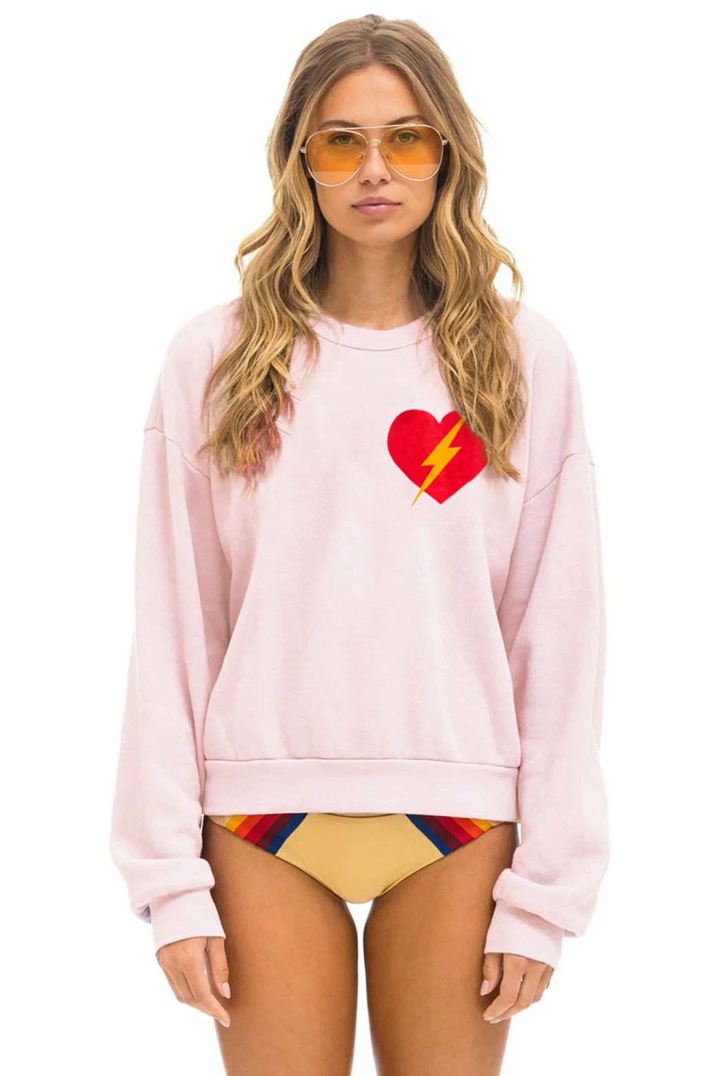 Image of BOLT HEART RELAXED CREW SWEATSHIRT - LIGHT PINK