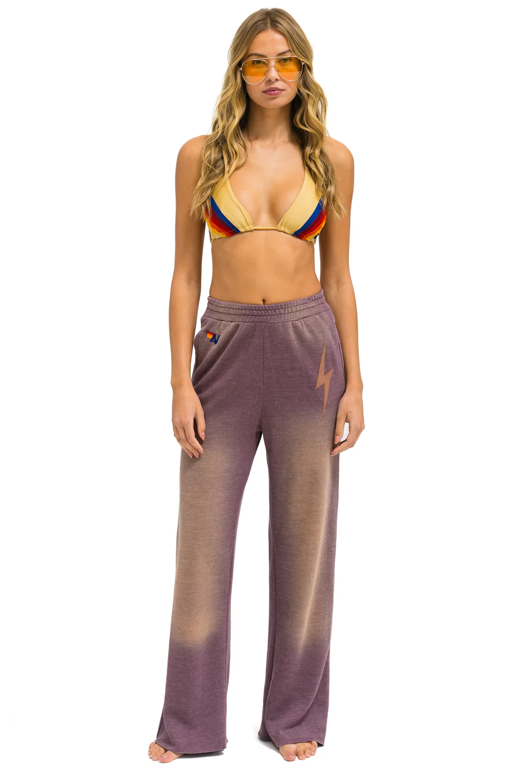 Image of BOLT STITCH WIDE LEG POCKET SWEATPANTS - FADED MOCHA