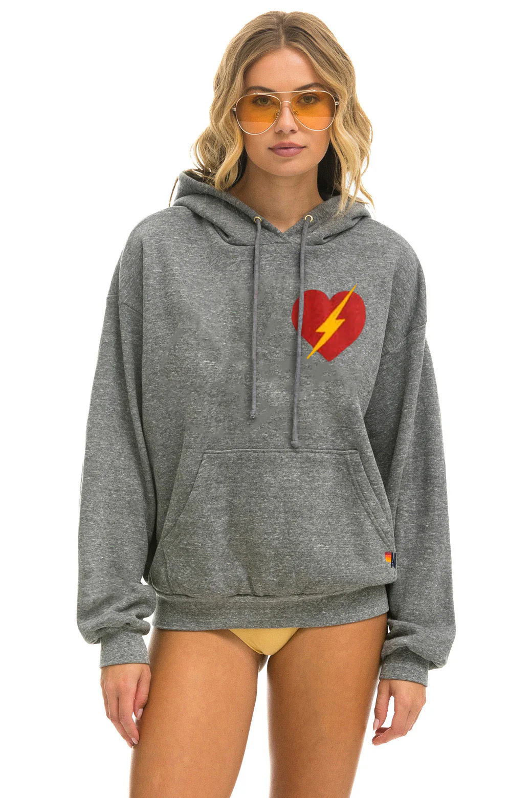 Image of BOLT HEART PULLOVER RELAXED HOODIE - HEATHER