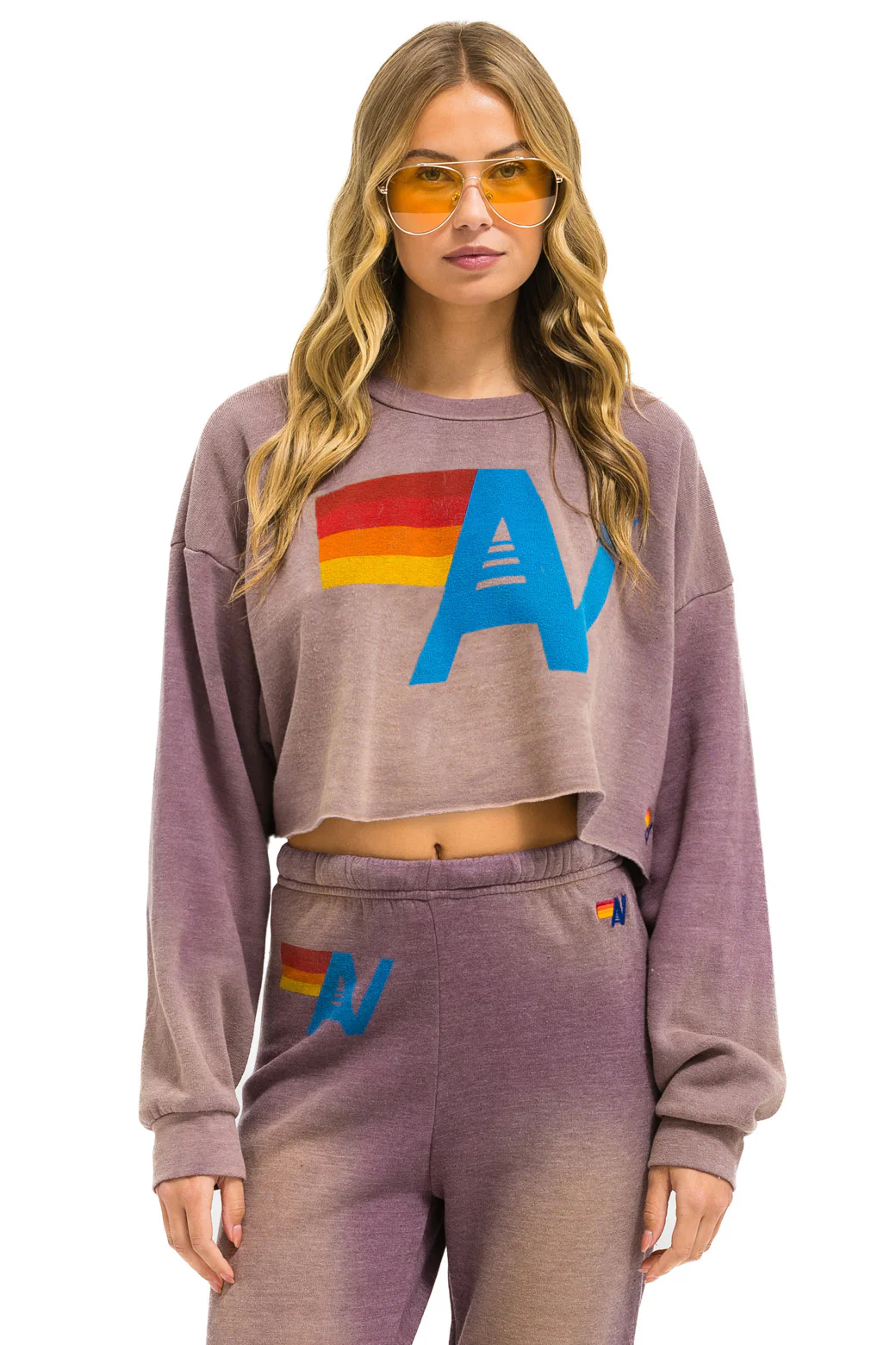 Image of VINTAGE LOGO CROPPED CREW SWEATSHIRT RELAXED - FADED MOCHA