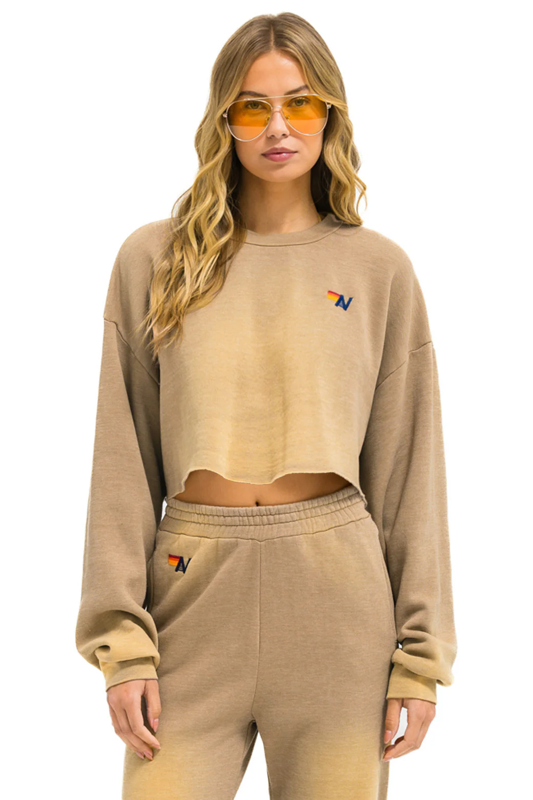 Image of ESSENTIAL CROPPED CREW SWEATSHIRT RELAXED - FADED TAN