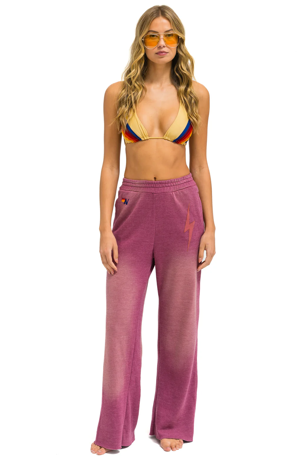 Image of BOLT STITCH WIDE LEG POCKET SWEATPANTS - FADED BERRY