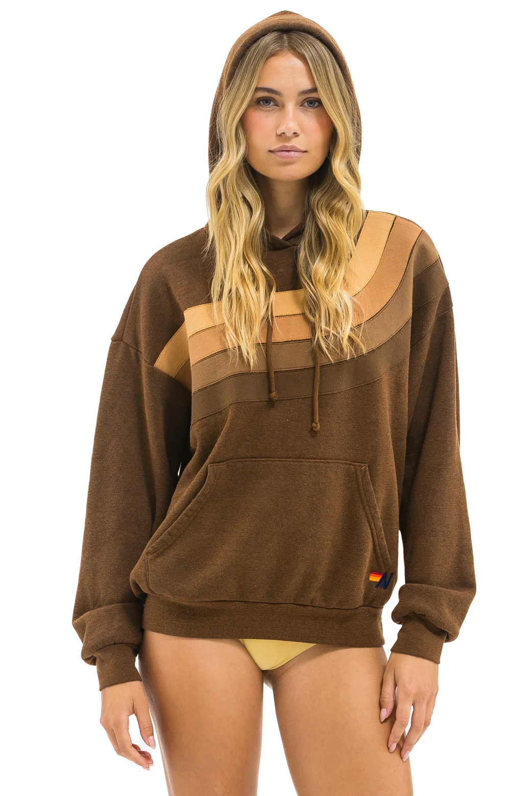 Image of WAVE STRIPE 4 PULLOVER HOODIE RELAXED - CHOCOLATE // ESPRESSO