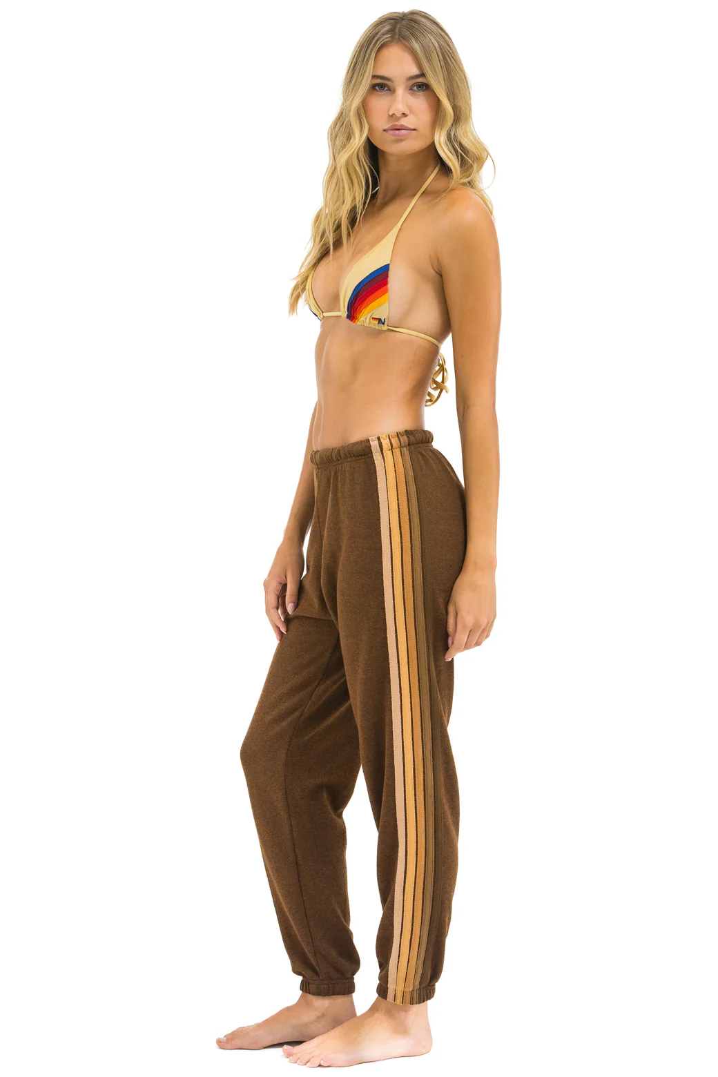 Image of 5 STRIPE SWEATPANTS - CHOCOLATE // ESPRESSO