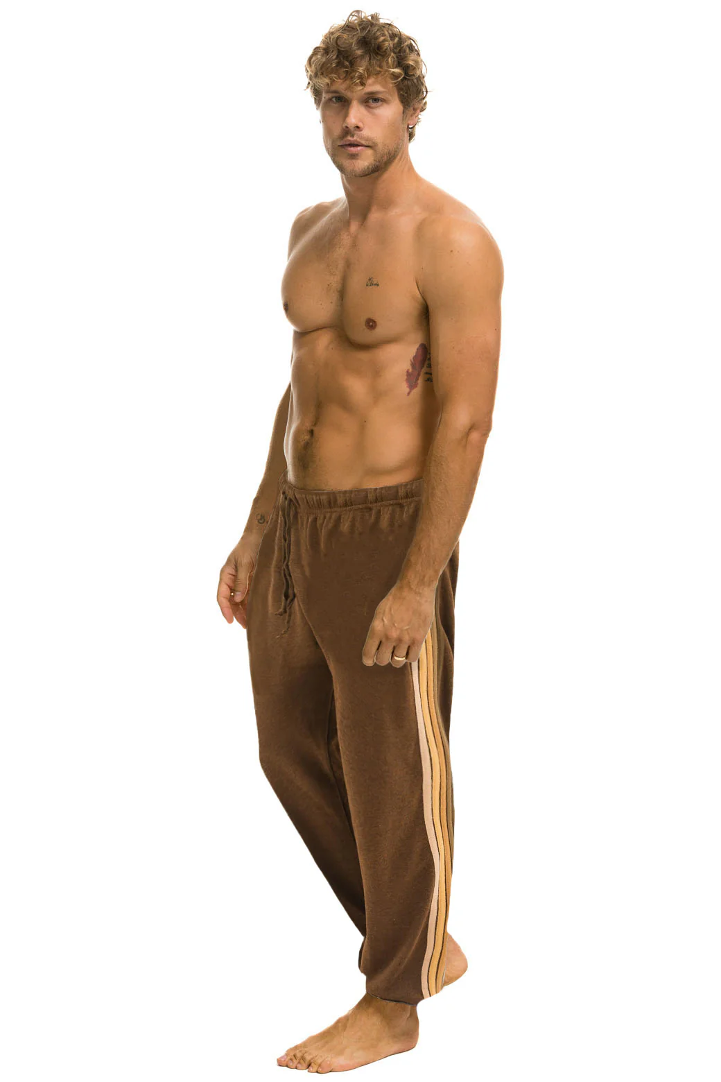 Image of 5 STRIPE SWEATPANTS - CHOCOLATE // ESPRESSO