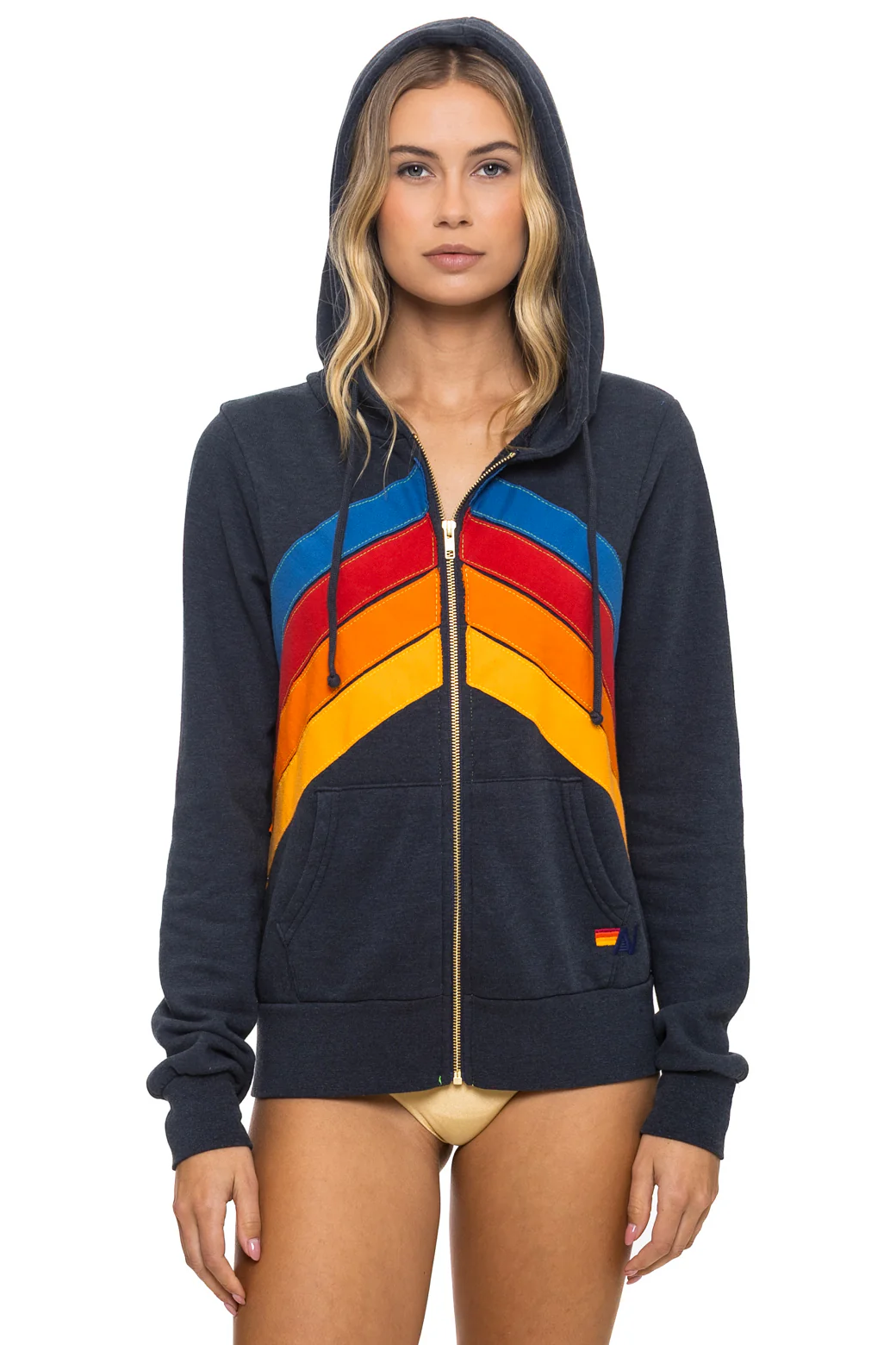 Image of MOUNTAIN STITCH CHEVRON 4 ZIP HOODIE - CHARCOAL