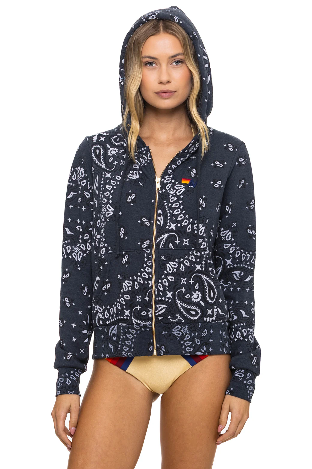 Image of BANDANA ZIP HOODIE - CHARCOAL