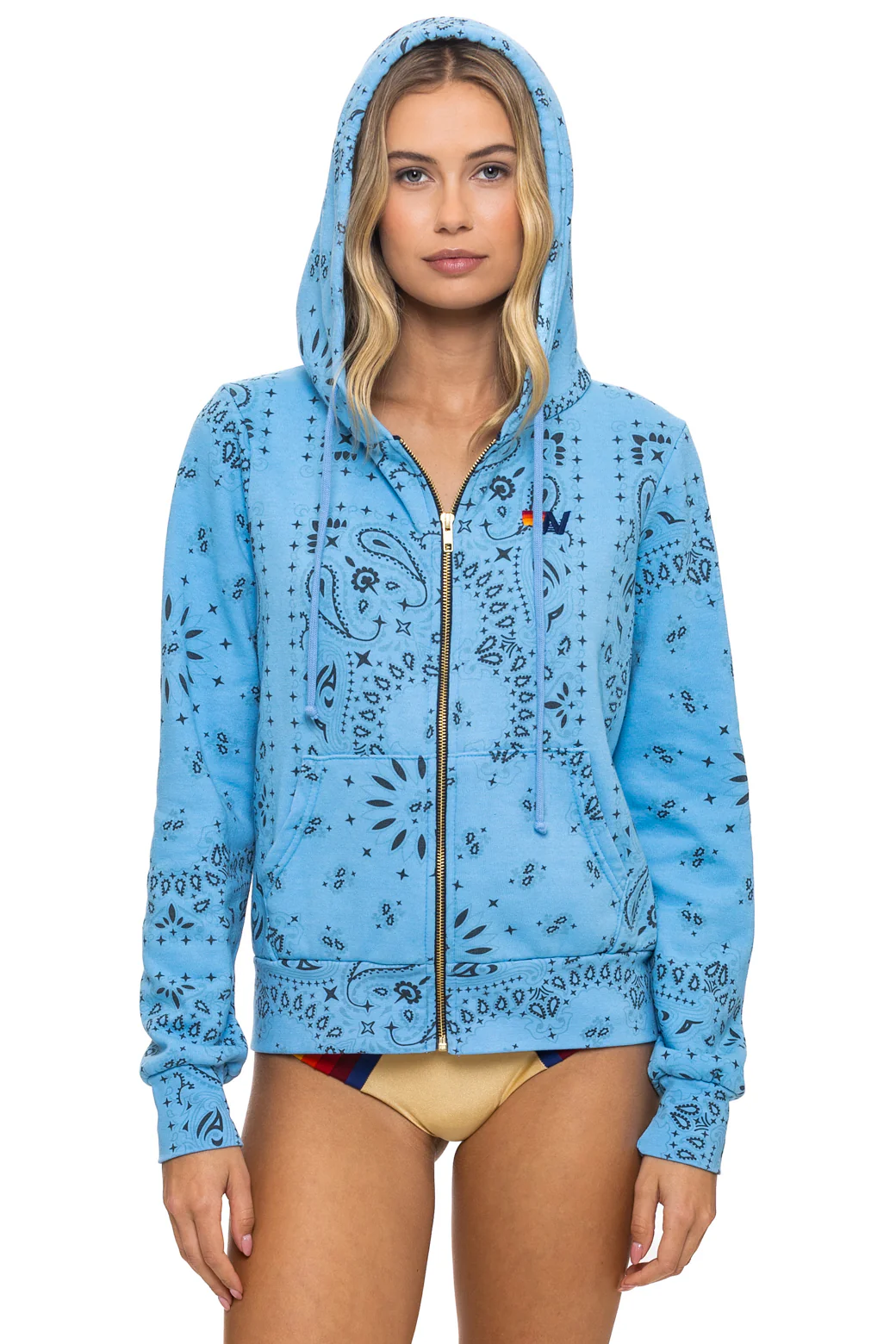 Image of BANDANA ZIP HOODIE - SKY