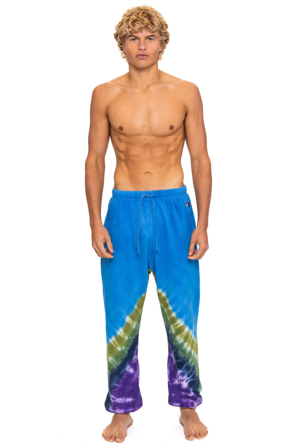 Image of HAND DYED V SWEATPANTS - TIE DYE OCEAN // PURPLE