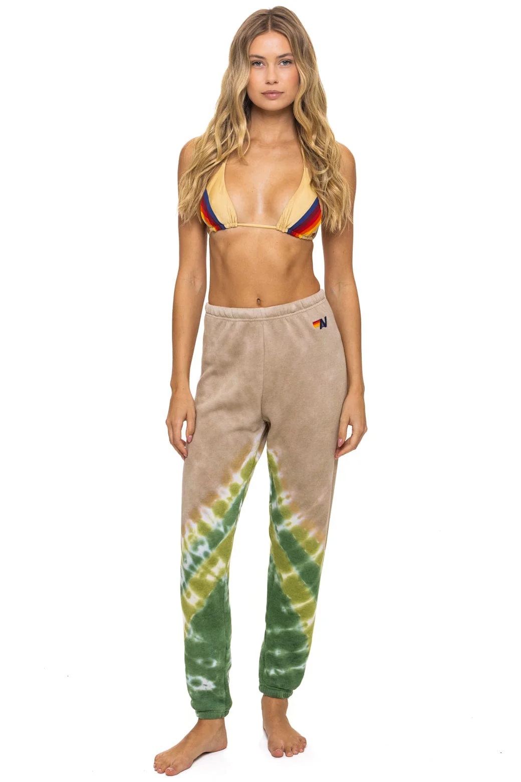 Image of HAND DYED V SWEATPANTS - TIE DYE SAND // JUNGLE