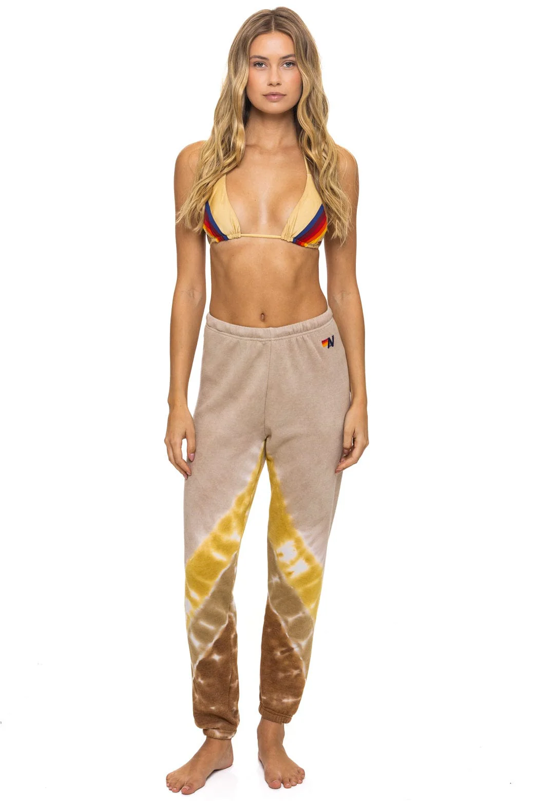 Image of HAND DYED V SWEATPANTS - TIE DYE SAND // CINNAMON