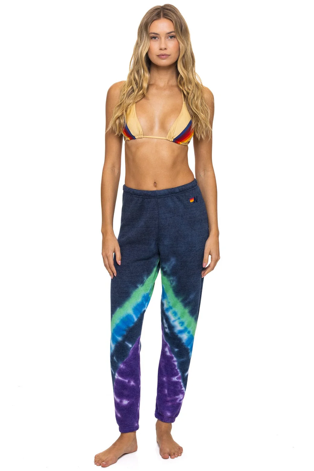 Image of HAND DYED V SWEATPANTS - TIE DYE MIDNIGHT // PURPLE