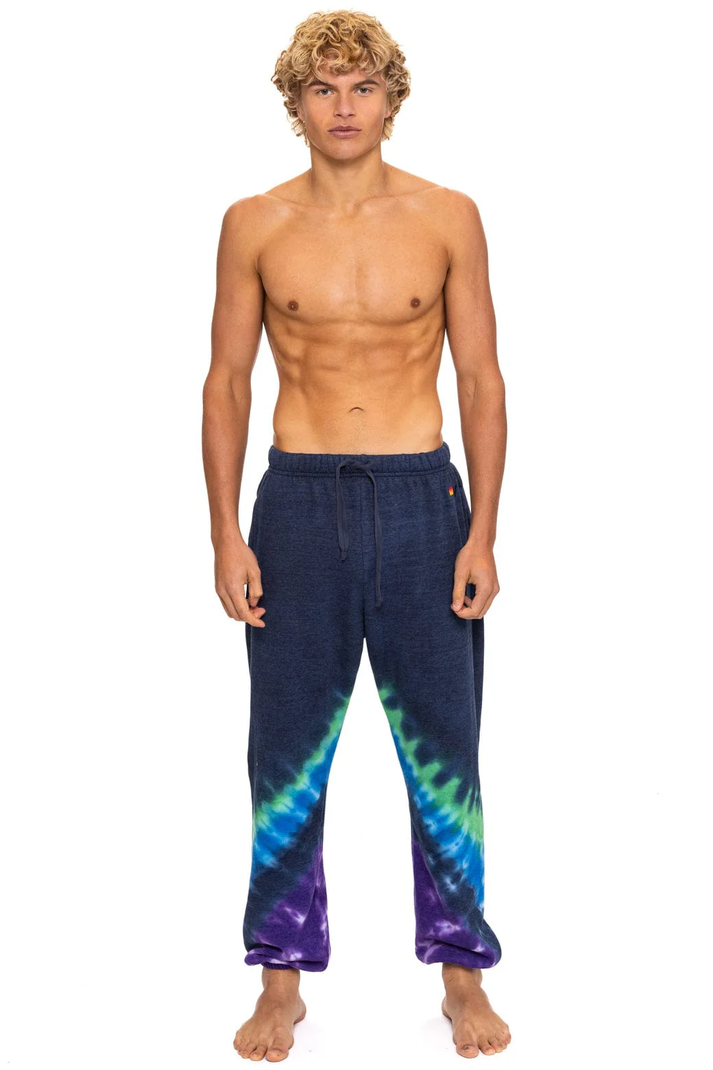 Image of HAND DYED V SWEATPANTS - TIE DYE MIDNIGHT // PURPLE