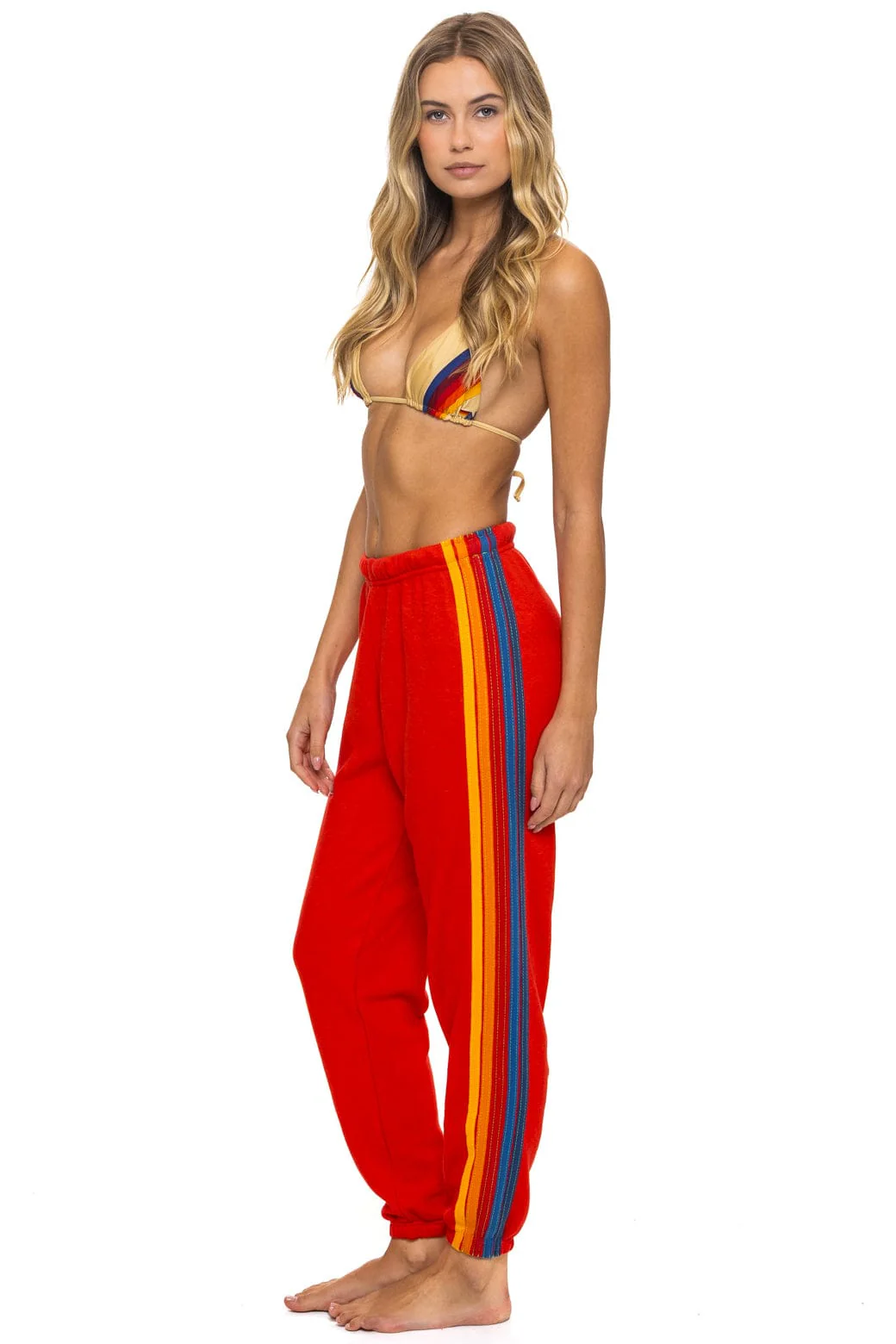 Image of 5 STRIPE SWEATPANTS - RED
