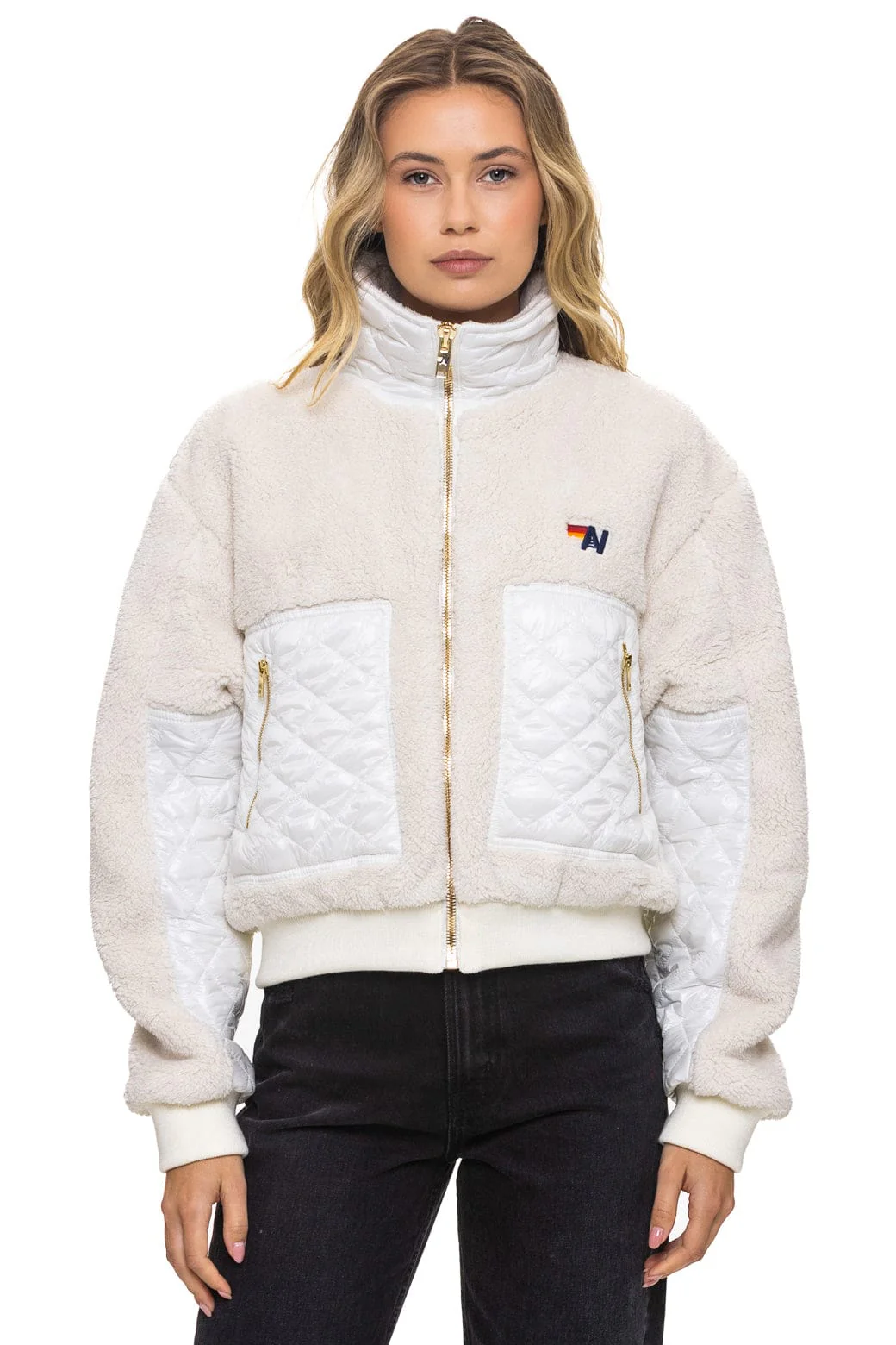 Image of TEDDY FULL ZIP JACKET - VINTAGE WHITE