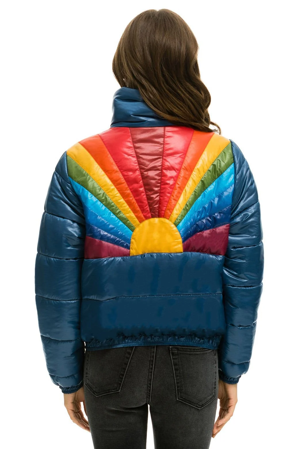 Image of SUNBURST APRES PUFFER JACKET - GLOSSY DEEP BLUE