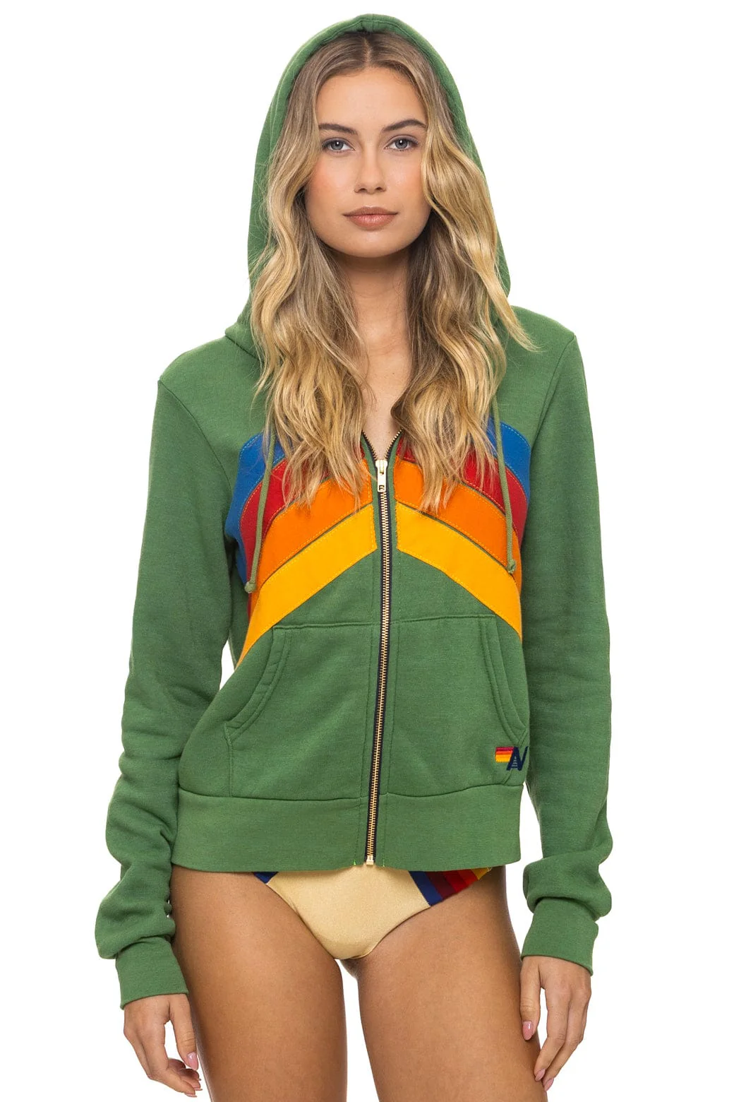 Image of MOUNTAIN STITCH CHEVRON 4 ZIP HOODIE - PALM