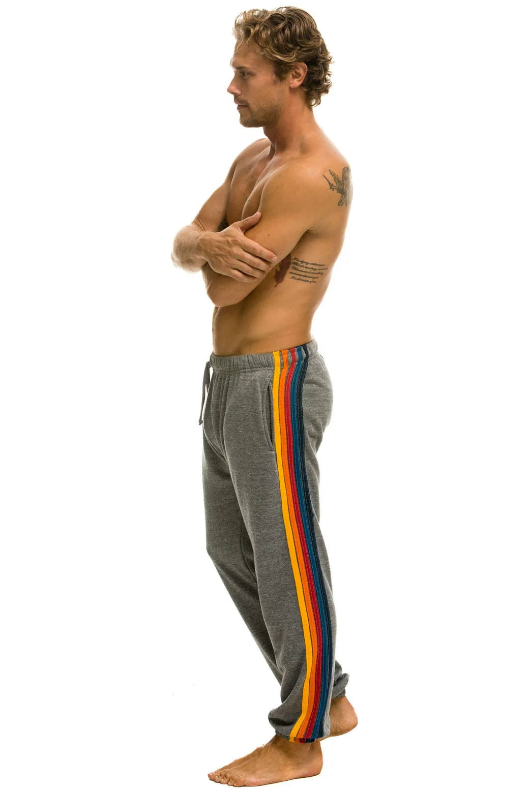 Image of 5 STRIPE SWEATPANTS - HEATHER GREY