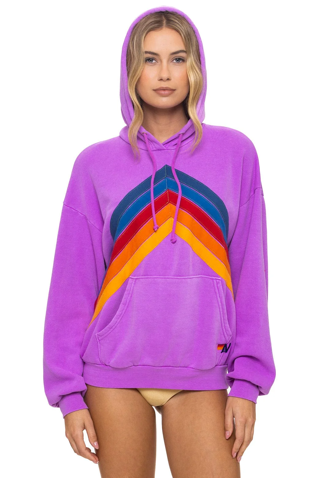 Image of MOUNTAIN STITCH CHEVRON PULLOVER HOODIE RELAXED - NEON PURPLE