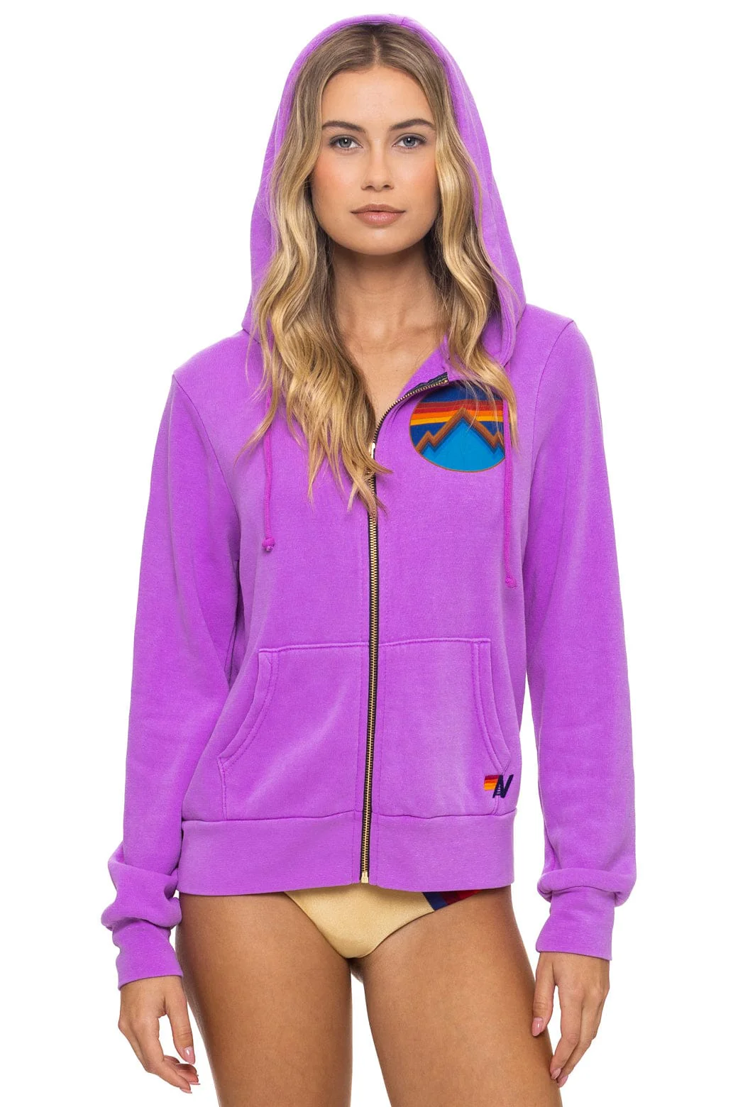 Image of ALL SEASONS CIRCLE ZIP HOODIE - NEON PURPLE