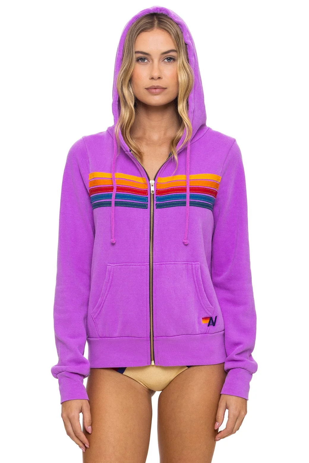 Image of 5 STRIPE HOODIE - NEON PURPLE