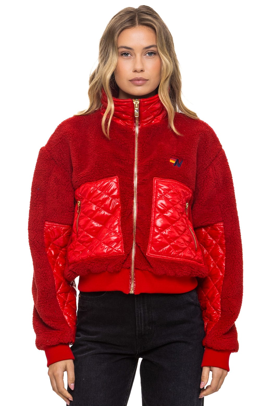 Image of TEDDY FULL ZIP JACKET - CHERRY