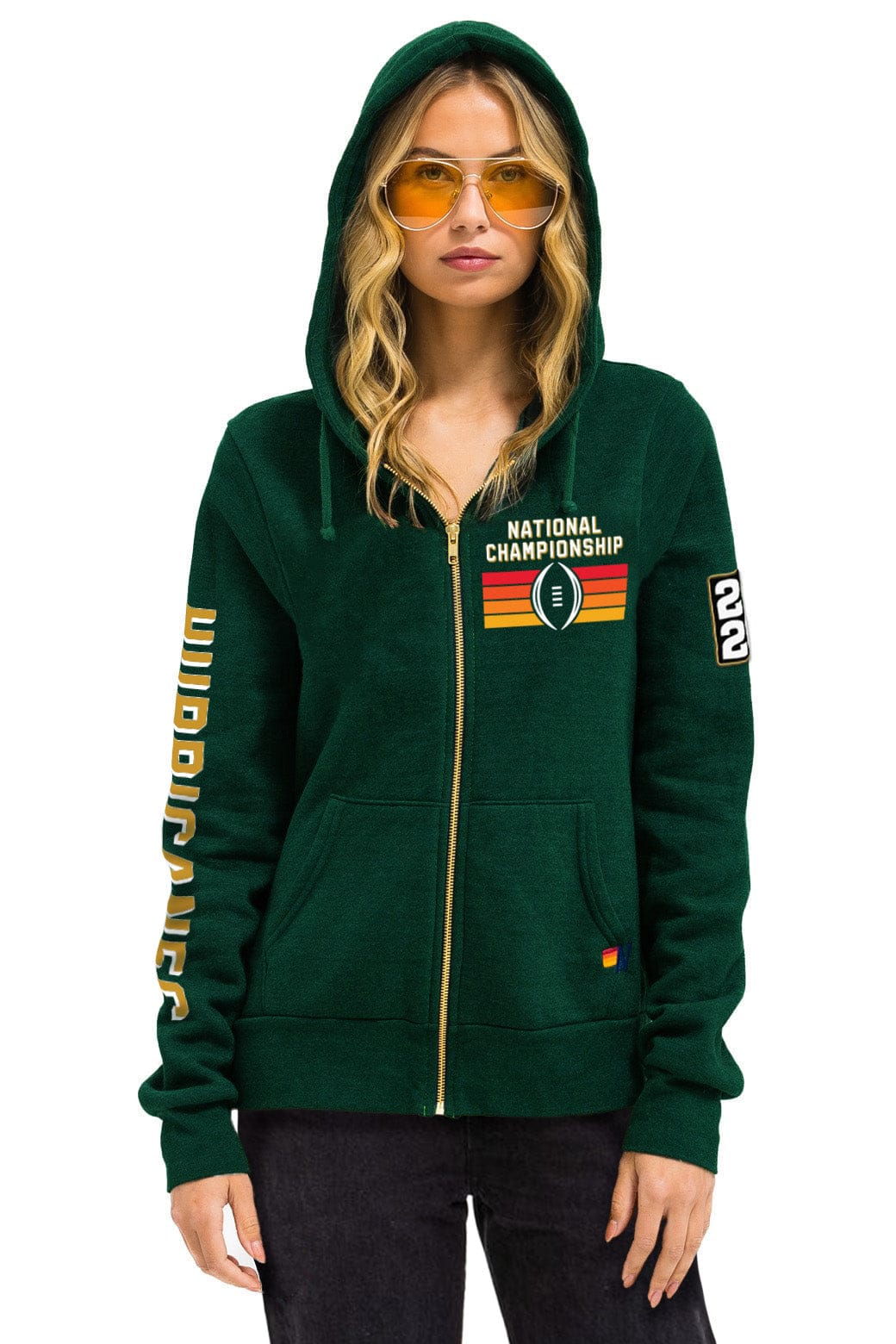 Image of UNIVERSITY OF MIAMI CFP 2026 UNISEX ZIP HOODIE - MIAMI GREEN